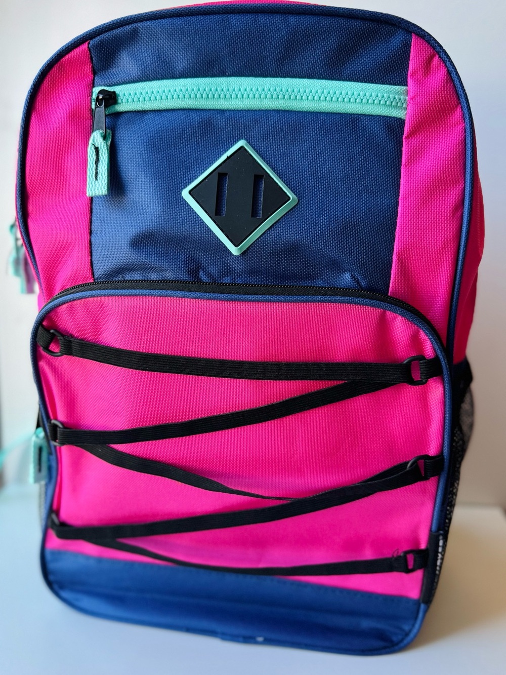 Kids Navy and Hot Pink Backpack with Mint Accents